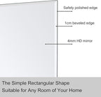 Ruomeng Wall Mirror Bathroom Mirrors for Wall 40" x 30", Frameless Rectangle Mirror with Beveled Edge Wall Mounted Mirror for Vanity and Entryway