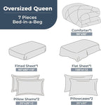 HEVUMYI Oversized Queen Comforter Set Light Grey - 7-Piece All Season Bed in a Bag Oversized Queen, Ultra Soft Bedding Set with Comforter, Flat Sheet, Fitted Sheet, Pillowcases, Pillow Shams