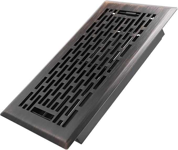 4x8 Inches Heavy Duty Walkable Floor Register - Easy Adjust Air Supply Lever Decorative Floor Vent Covers, Boston Design Vent Covers for Home - Oil Rubbed Bronze