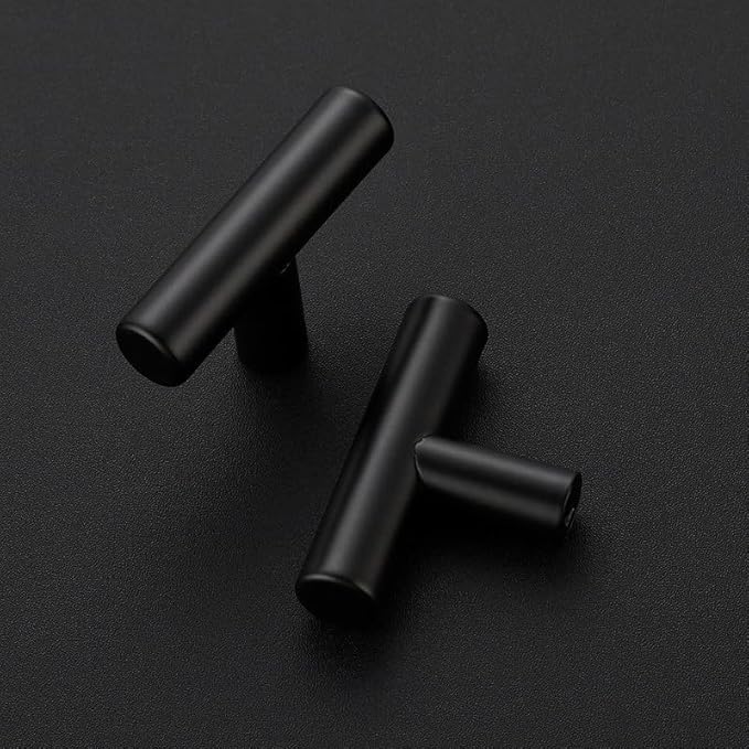 3 Pack Matte Black Cabinet Knobs - Kitchen Cabinet Knobs Black Cabinet Pulls for Kitchen Cabinet Drawer Stainless Steel Dresser Knobs for Cabinet Hardware 2in Length Single Hole T Bar