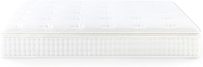 ZINUS 12 Inch Euro Top Pocket Spring Hybrid Mattress, Twin, Pressure Relief, Pocket Innersprings for Motion Isolation, Mattress in A Box