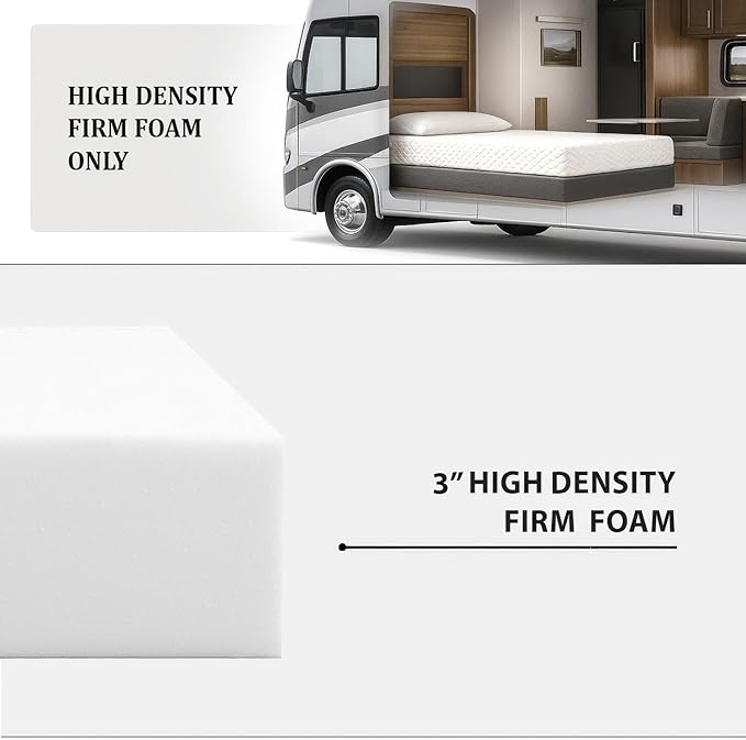 Foamma 3" x 30" x 80" High Density RV Bunk Mattress Replacement, Firm, Durable, Premium Comfort, USA Made, No Cover