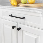 Amerdeco 10 Pack Matte Black Cabinet Knobs Single Hole Cabinet Pulls Round Kitchen Cabinet Knobs Solid Drawer Knobs Dresser Knob for Bathroom Cabinets ZH0041