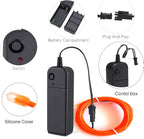MaxLax EL Wire Orange, 16.4ft/5m Portable Battery Pack Neon Light Strip 360° Cuttable Glowing Rope Lights for Parties, Halloween, DIY Decoration