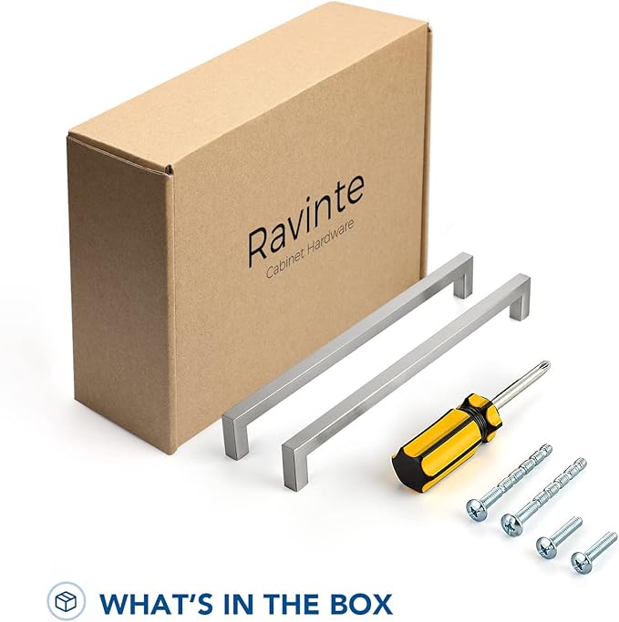 Ravinte 15 Pack Brushed Nickel Kitchen Cabinet Handles 10 Inch Cabinet Pulls Square Kitchen Hardware for Cabinet Drawer Pulls Drawer Handles Come with Screwdriver