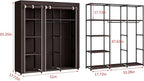 SORCEDAS Portable Wardrobe Closet Storage Organizer Metal Hanging Rack Non-Woven Fabric (Coffee, 51 Inch)