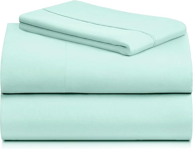LuxClub 3 PC Sheet Set Bed Sheets Deep Pockets 16" Eco Friendly Wrinkle Free Cooling Machine Washable Hotel Bedding Silky Soft - Aquamarine Twin