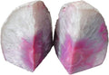 AMOYSTONE 2-3 Lbs Small Agate Bookends 1 Pair Natural Crystal Dyed Pink Decorative Book Stopper for Books Movies Cds