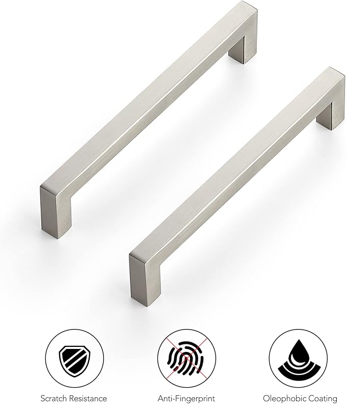 Ravinte 30 Pack 6-1/4 Inch Square Cabinet Handles - Brushed Nickel Pulls, Stainless Steel Drawer Pulls, Kitchen Cabinet Hardware