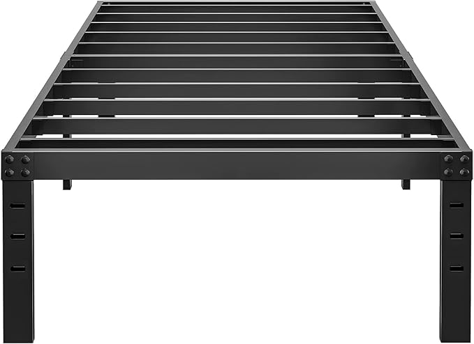 ALDRICH 14 Inch Metal Twin Bed Frame - Single Black Basic Steel Slats Platform, Easy Assembly Heavy Duty Noise Free Bedframes, No Box Spring Needed