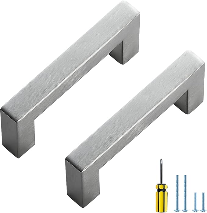 Ravinte 20 Pack Brushed Nickel Kitchen Cabinet Handles 3 Inch Cabinet Pulls Square Kitchen Hardware for Cabinet Drawer Pulls Drawer Handles Come with Screwdriver