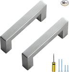 Ravinte 50 Pack Brushed Nickel Kitchen Cabinet Handles 3 Inch Cabinet Pulls Square Kitchen Hardware for Cabinet Drawer Pulls Drawer Handles Come with Screwdriver