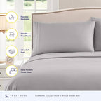 King Size Sheets - Breathable Luxury Bed Sheets with Full Elastic & Secure Corner Straps Built In - 1800 Supreme Collection Extra Soft Deep Pocket Bedding Set, Sheet Set, King, Silver