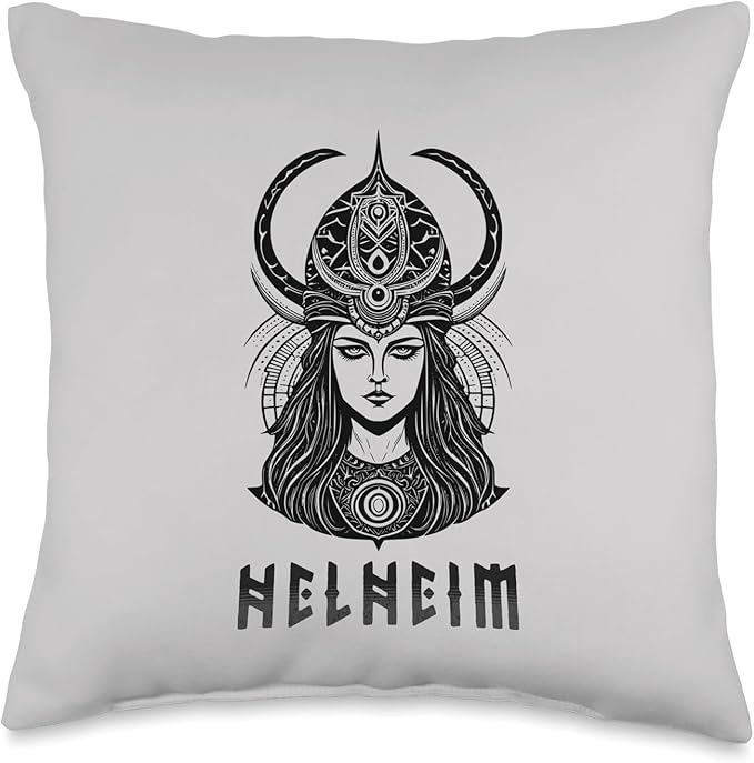 Nordic Vikings Legends Old Norse Mythology Gods Nordic Scandinavian Legends Old Norse Mythology Gods Helheim Throw Pillow, 16x16, Multicolor