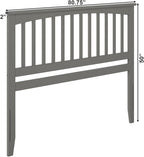 AFI, Mission King Solid Wood Headboard with Attachable Charger, Grey