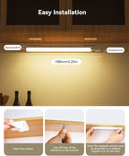 Under Cabinet Lighting 4 Inches Rechargeable Motion Sensor Light Indoor, 3 Color Dimmable Closet Light Battery Operated, USB Stick on LED Magnetic Under Counter Lights for Kitchen Stair, 6 Packs