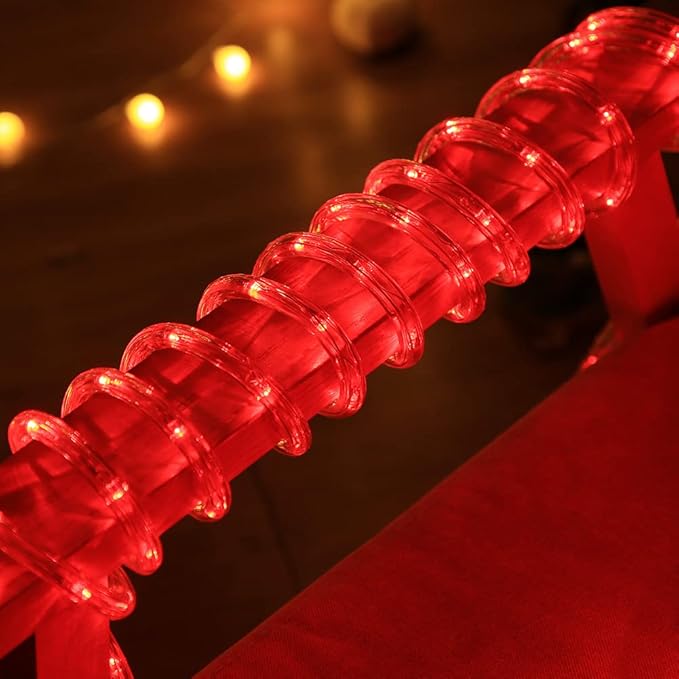50ft 360 LED Waterproof Rope Lights, 110V Connectable Indoor Outdoor Red Led Rope Lights for Outside, Deck, Patio, Pool, Camping, Bedroom Decor, Landscape Lighting and More (Red)