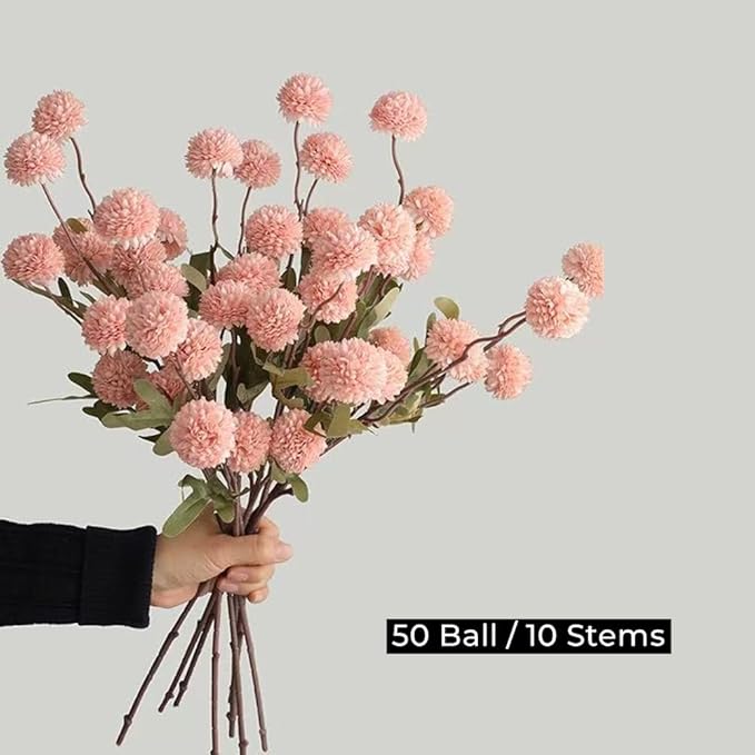 Artificial Flowers for Vases 20.5 Inch 10 Stems， Silk Dried Fake Mums Bouquet Indoor Faux Floral Arrangements for Decoration (Pink)