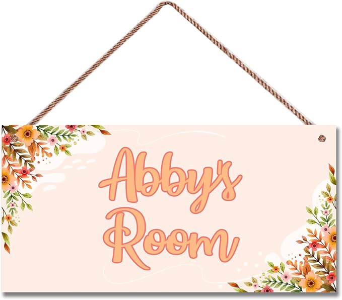 Personalized Flowers Sign Door Décor For Kids Room Custom Name Little Man Cave Wall Art Decor, Stars Floral Nursery Beautiful Art Plate For Girls Room Boys Bedroom