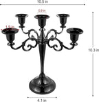 5-Candle Metal Candelabra 10.2 Inch Tall Candlestick Candle Holders for Home Decor Wedding Christmas Church Halloween Party, Black