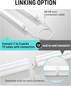 (8 Pack) Upgraded 4FT T5 LED Integrated Fixture, 6500K,20W,2300LM(Super Bright White) Linkable LED Shop Light,Garage Ceiling and Cabinet Light,Strip Light,Corded Electric with ON/Off Switch