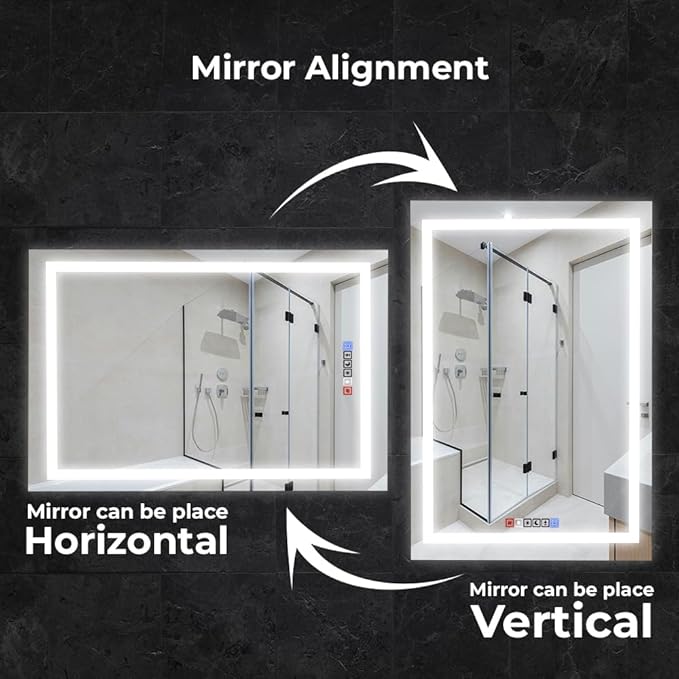 Fab Glass and Mirror LED Mirror 40x32 Inches, Led Bathroom Mirror with Lights Front and Backlit Anti-Fog Memory Brightness, Three Color Options Frameless Wall Mounted Bathroom Vanity Mirror