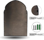 ironsmithn Arched Wall Mirror, Black Bathroom Mirror, 38" x 22" Wall Mounted Decorative Mirror, Modern Art Oblong Mirror for Master Bath Half Bath Living Room Bedroom Fireplace Entryway