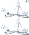 Accessory Cord with One Clear Light Bulb, 6 Feet UL Listed White Cord with On and Off Switch Plugs - Perfect for Holiday Decorations and Craft Projects, 2 Pack