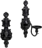 GAKA Wall Sconce Candle Holder Set of 2 Gothic Metal Candle Sconce Black Candle Holders Vintage Wall Mount Candle Holders Decorative,Black