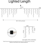 Brightown Blue Icicle Lights, 66Ft 736 LED Outdoor with 138 Drops, 8 Modes Remote and Timer for Halloween, Hanukkah