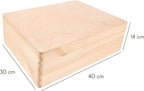 XL Large Wooden Storage Box with Hinged Lid | 15.8x11.8x5.5 inches (+-0.5) | Plain Unpainted Gift Box Tool Toy Kitchen Clothes Jewelry | Rough & UNSANDED Wood Keepsake