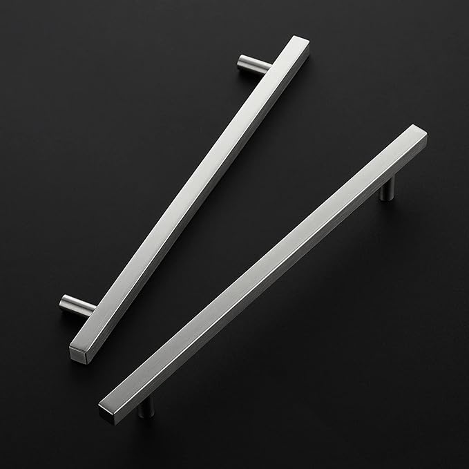 Ravinte Brushed Nickel Cabinet Handles 25 Pack 10 inch Satin Nickel Square Cabinet Pulls Silver Hardware for Kitchen Cabinets 12-1/2 inch Overall Length Stainless Steel Drawer Pulls