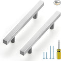 Ravinte Brushed Nickel Cabinet Handles 10 Pack 3-1/2 inchSatin Nickel Square Cabinet Pulls Silver Hardware for Kitchen Cabinets 6 inch Overall Length Stainless Steel Drawer Pulls