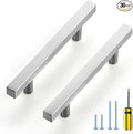 Ravinte Brushed Nickel Cabinet Handles 30 Pack 3-1/2 inchSatin Nickel Square Cabinet Pulls Silver Hardware for Kitchen Cabinets 6 inch Overall Length Stainless Steel Drawer Pulls