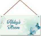 Personalized Sign Butterfly Sign Wall Art Décor For Kids Room Custom Name Door Art Décor For Little Man Cave, Floral Nursery Art Plate For Girls Room Boys Bedroom