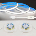 A 5V USB LED Light Strip, COB LED Strip Lights, White 5V LED Lights, Small LED Strip Light, TV Lights for TV Under Cabinet Kitchen Living Room Shelving or Displays (White, 3.28FT x2)