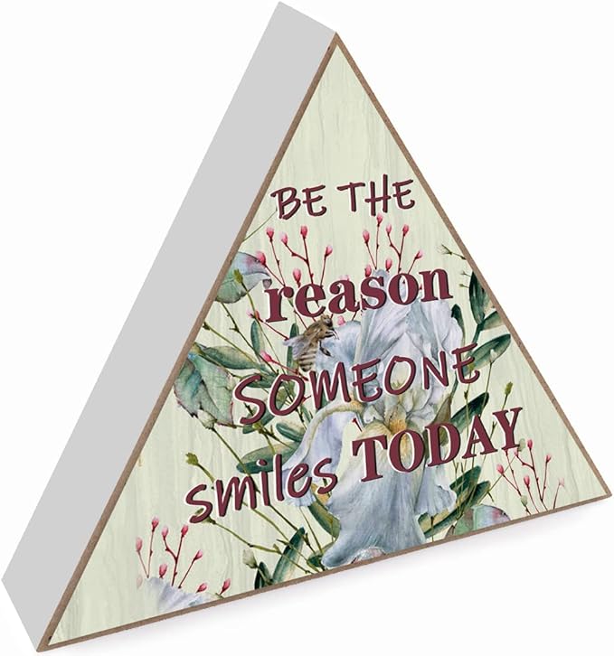Be The Reason Someone Smiles Today Motivational Desk Decor Box Sign Vintage Flower Print Inspirational Wood Plaque for Home Bedroom Office Nursery Decor Gifts