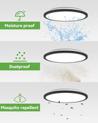 zemty 4Pack 12 Inch LED Ceiling Light Flush Mount, 28W 3200lm Super Slim Flush Mount Ceiling Light Fixtures, 3000K/4500K/6000K Selectable Ceiling Lamp for Bedroom Bathroom Kitchen Living Room (Black)
