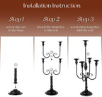 Black Candelabra Halloween Decorations: 20 Inches Gothic Candle Holder 5 Arm Metal Candlestick Stand for Table Fireplace Victorian Decor Set of 2