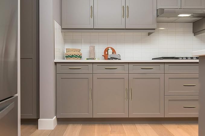 Ravinte 60 Pack 5 Inch Cabinet Pulls Brushed Brass Stainless Steel Kitchen Drawer Pulls Cabinet Handles 5”Length, 3” Hole Center