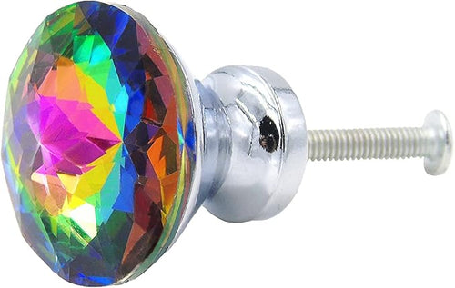 12pcs-Pack 30MM Colorful Crystal Glass Cupboard Wardrobe Cabinet Drawer Knob Door Pull Handle (Colorful)