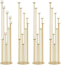 4pcs 9 Arm Candelabra, Floor Candle Holders Tall Set for Wedding Aisle Decoration,Gold Candelabras for Fireplace,Candle Stand Fit for Flameless or Wax
