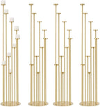 4pcs 9 Arm Candelabra, Floor Candle Holders Tall Set for Wedding Aisle Decoration,Gold Candelabras for Fireplace,Candle Stand Fit for Flameless or Wax