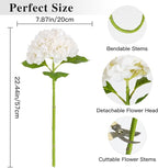 Nubry 22.44In White Hydrangea Artificial Flowers,4Pcs Latex Faux Real Touch Large Hydrangea Flowers with Long Stems & Leaves for Home Office Decor Wedding Party Arrangements(White)
