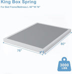 Low Profile Box Spring King Size,3 Inch Box Spring for King Bed,Heavy Duty Mattress Foundation,Metal Bed Base/Noise Free/Non-Slip/Easy Assembly