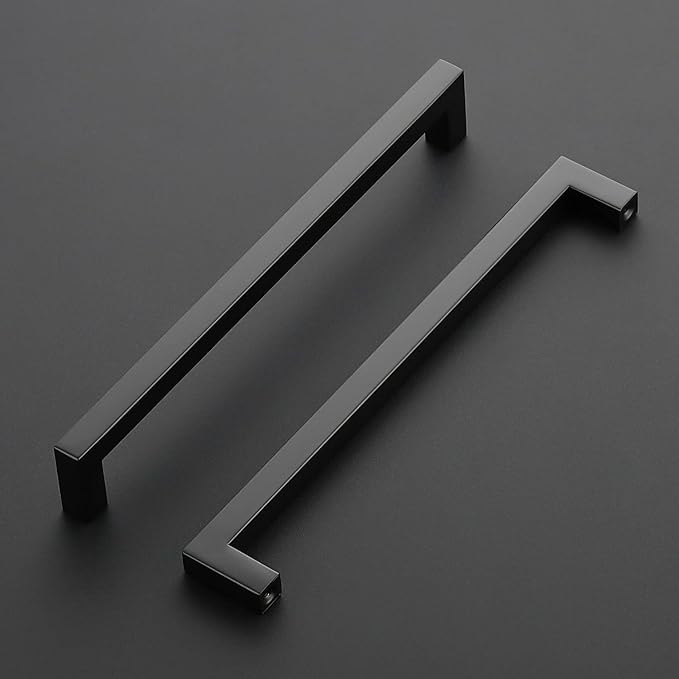Ravinte 20 Pack Black Cabinet Pulls 8-4/5 Inch Square Kitchen Cabinet Handles Matte Black Kitchen Hardware for Drawer Pulls Drawer Handles Come with Screwdriver