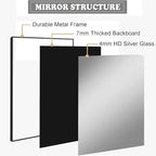 Bathroom Mirror, 30x48 Inch, Black Frame, Rectangle, Wall Mounted, Metal Framed Vanity Mirror, Modern, Hangs Horizontal Or Vertical