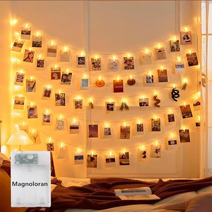40 LED Photo Clip Fairy Lights LED Twinkle Lights Starry Lights for Home Bedroom Halloween Thanksgiving Christmas Party Wedding Decor (14ft, Warm White)