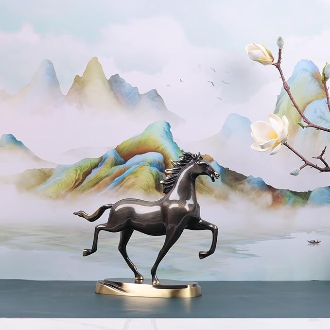 Brass Running Horse Statue Handmade Horse Figurines, Scandinavian Luxury Office Living Room Decor Horse Art Sculpture Animals - For Desktop Coffee Table Shelves Entrance Tables Fireplaces Decor