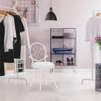 Hillsdale O'Malley Metal Vanity Stool for Makeup Room or Bathroom, White